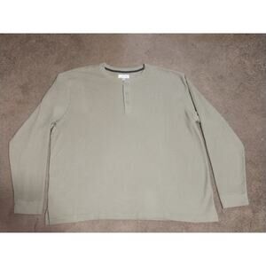 Duluth Trading Co 40 Grit Thermal Standard Fit Henley Shirt Mens 2XL Olive Green